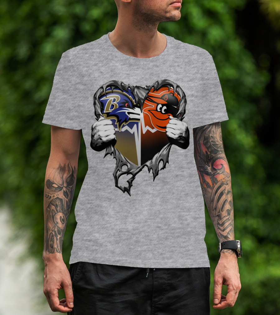 Baltimore Ravens Orioles Heart T-Shirt