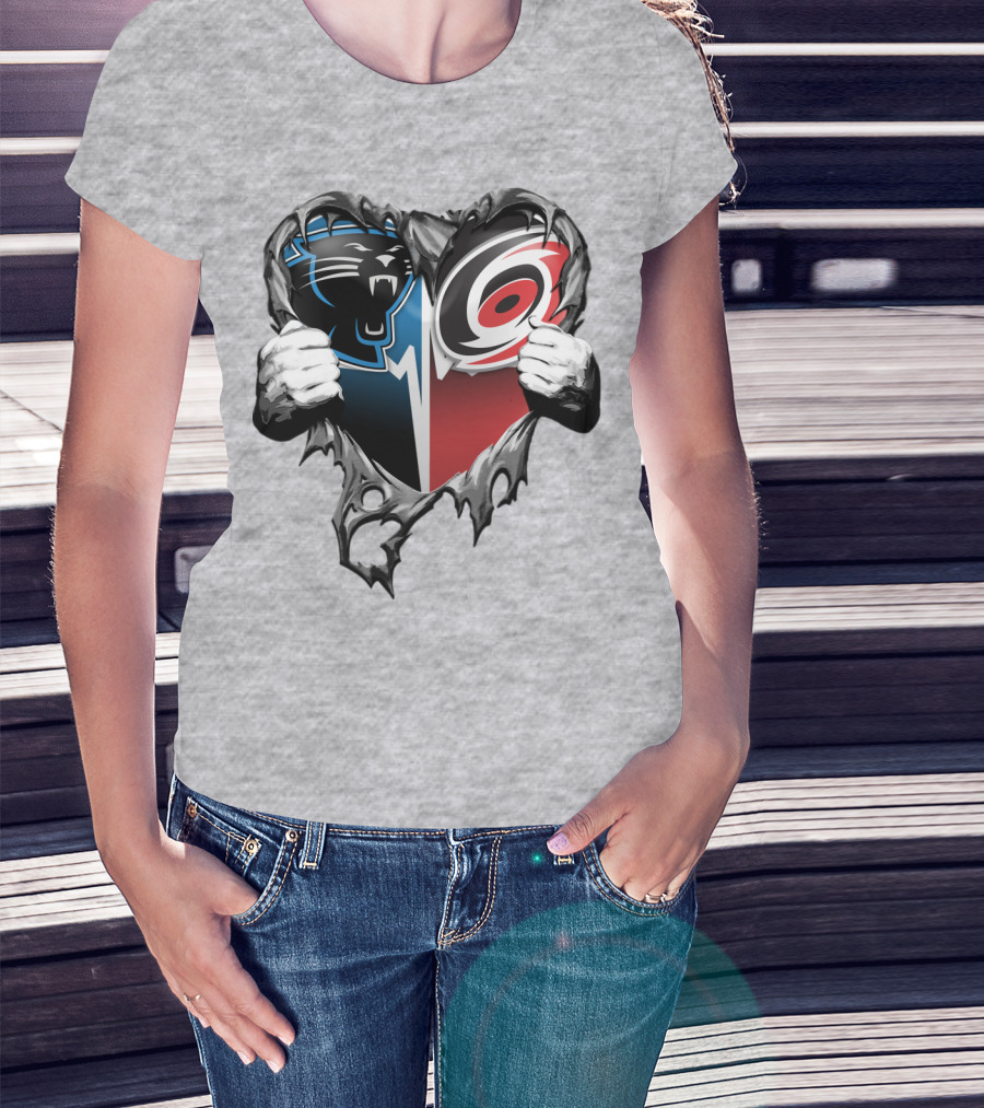 Carolina Panthers Hurricanes Heart T-Shirt