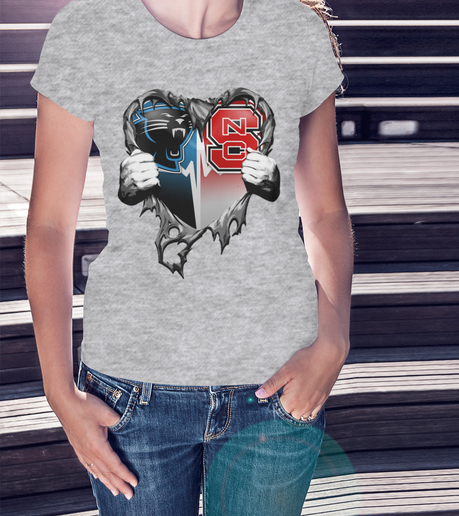 Carolina Panthers Nc State Heart T-Shirt