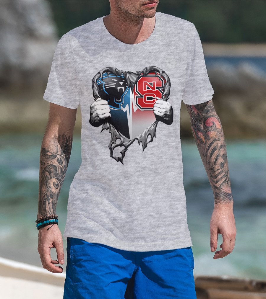Carolina Panthers Nc State Heart T-Shirt