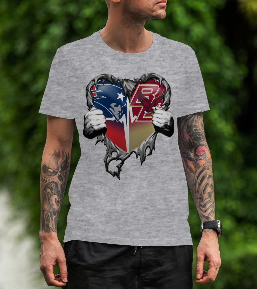 New England Patriots Boston College Eagles Heart T-Shirt