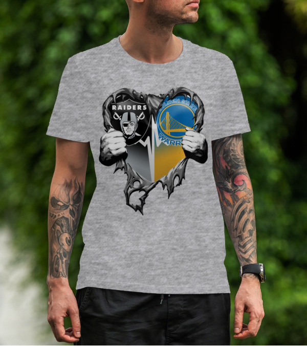 Raiders Golden State Warriors Heart Logo Xatt094 T-Shirt