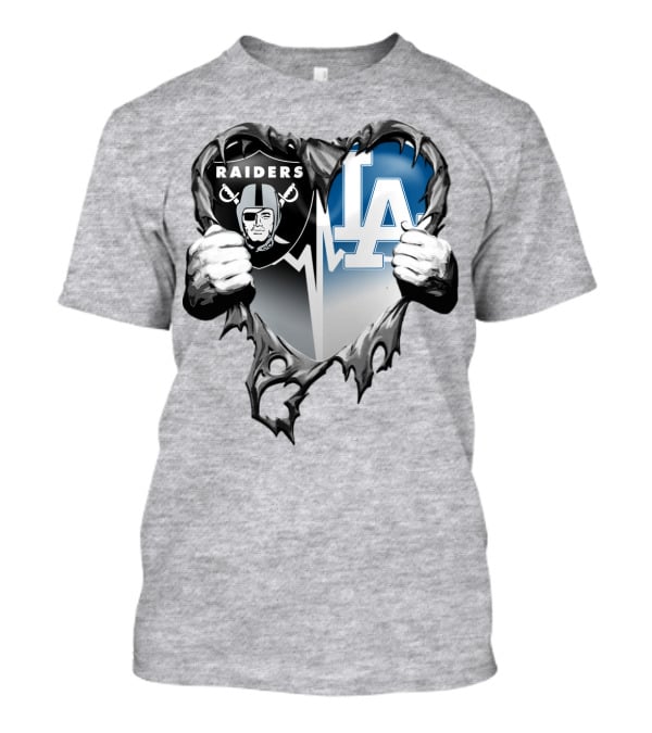 Raiders La Dodgers Heart Design Xatt095 T-Shirt