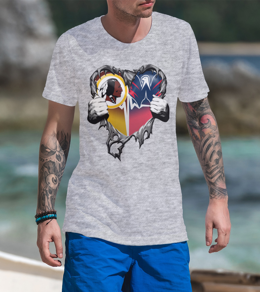 Washington Redskins Wizards Heart Logo Mashup T-Shirt