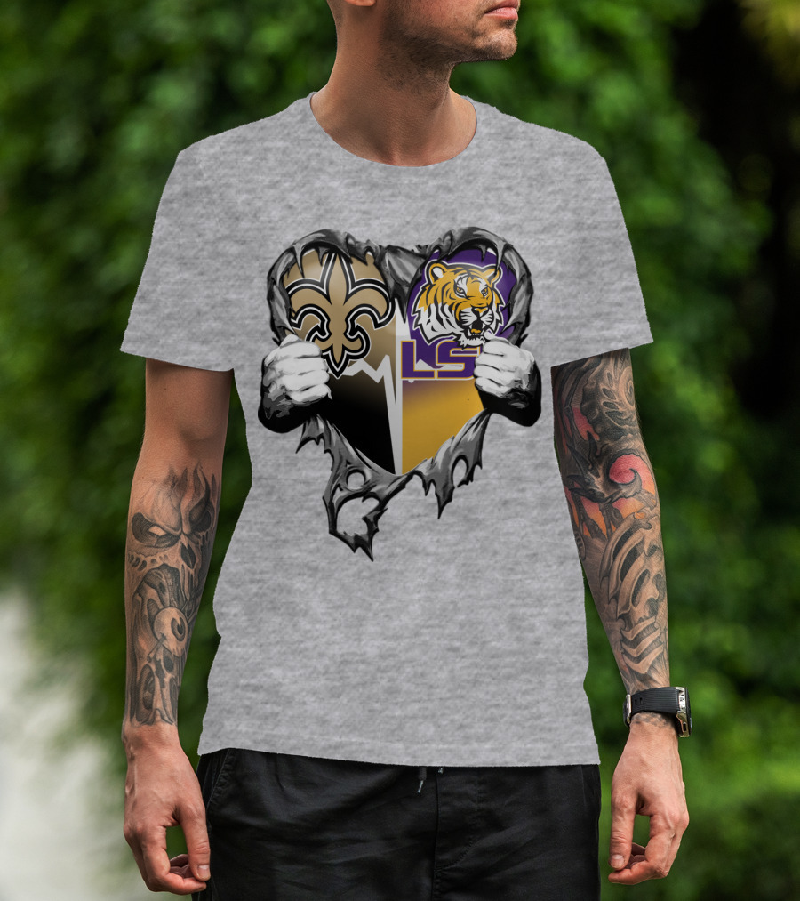 New Orleans Saints Lsu Tigers Heart T-Shirt