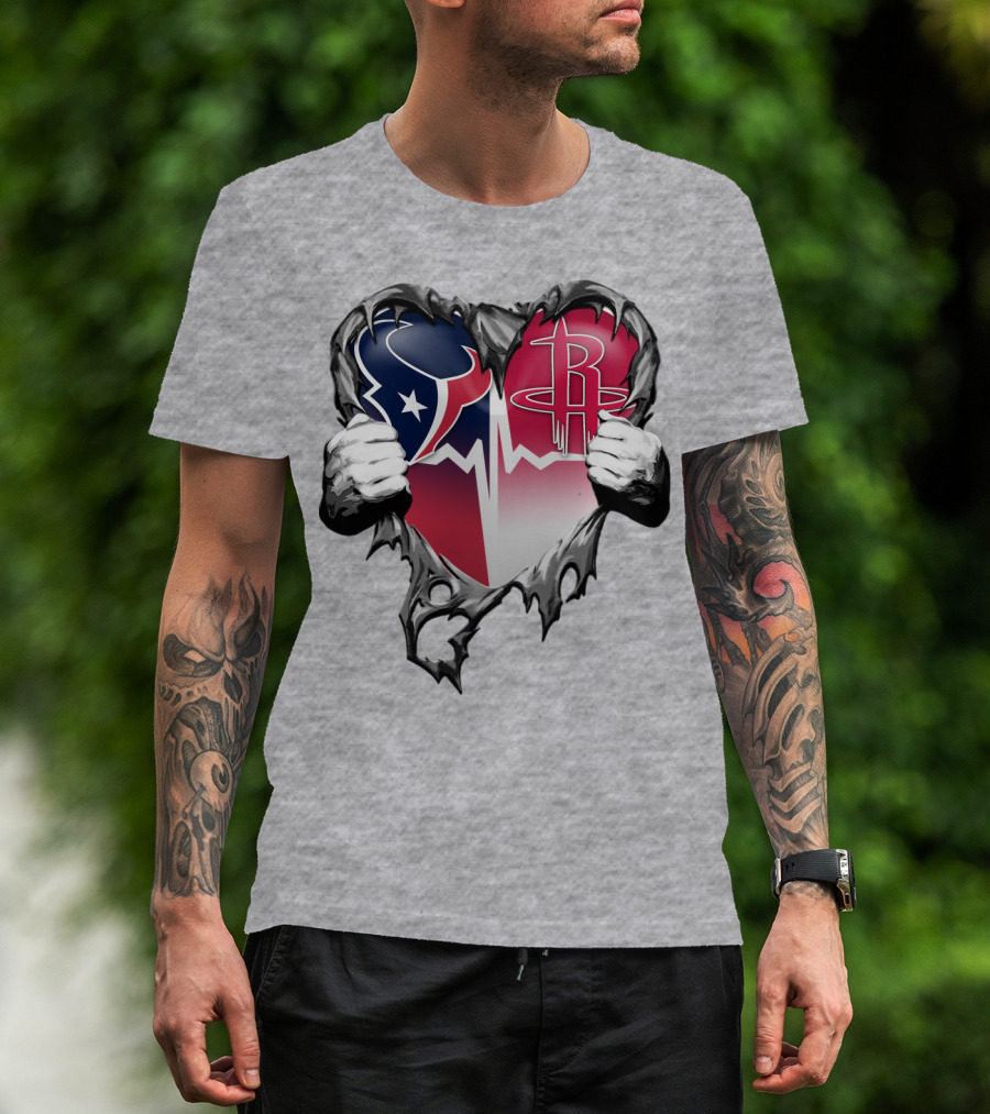 Texans Rockets Heartbeat Fusion Burst T-Shirt