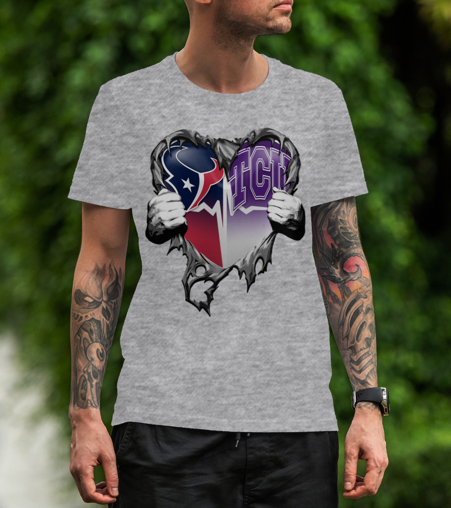 Houston Texans Tcu Horned Frogs Heart T-Shirt