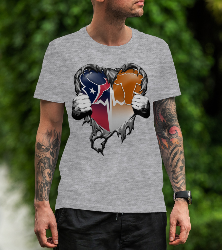 Houston Texans Dallas Cowboys Split Heart T-Shirt