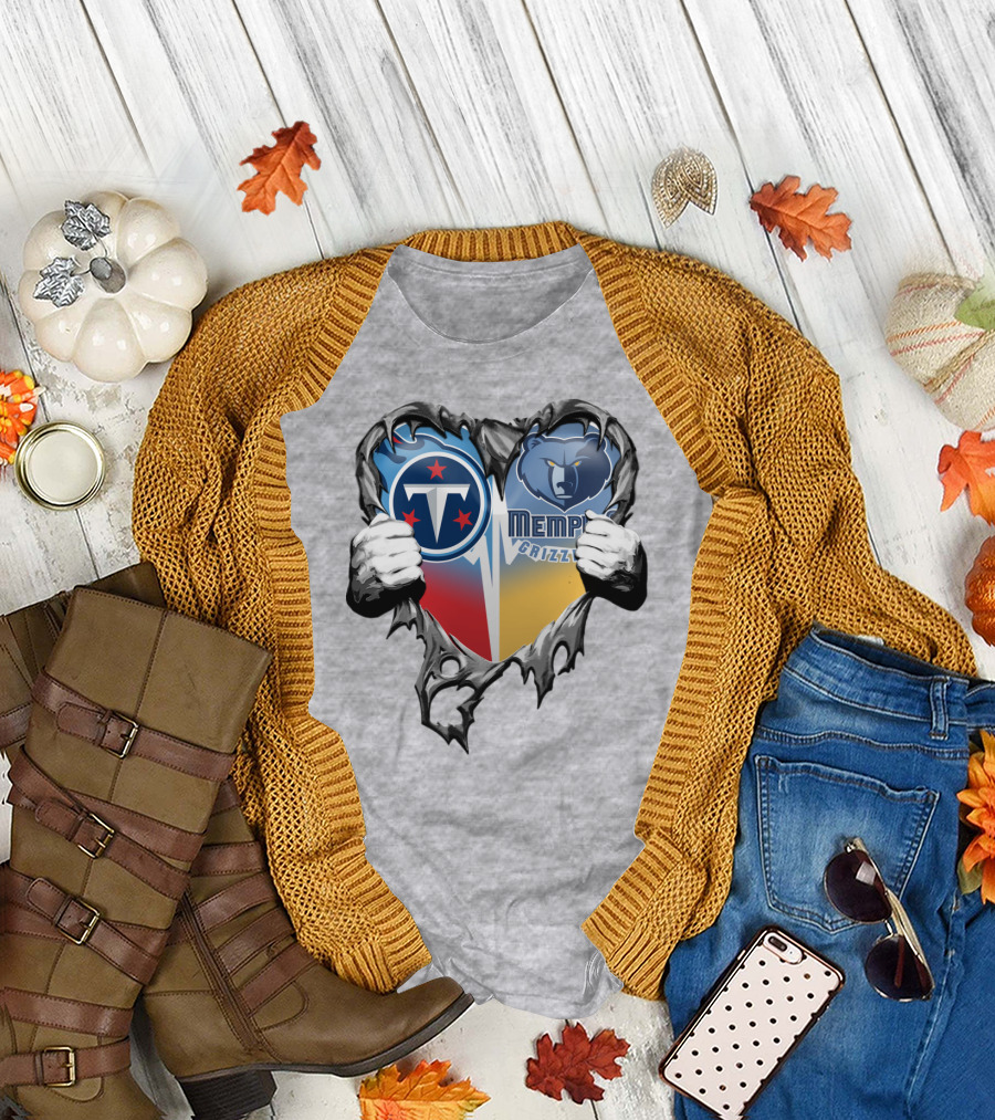 Titan Pride Grizzlies Heart Fusion T-Shirt