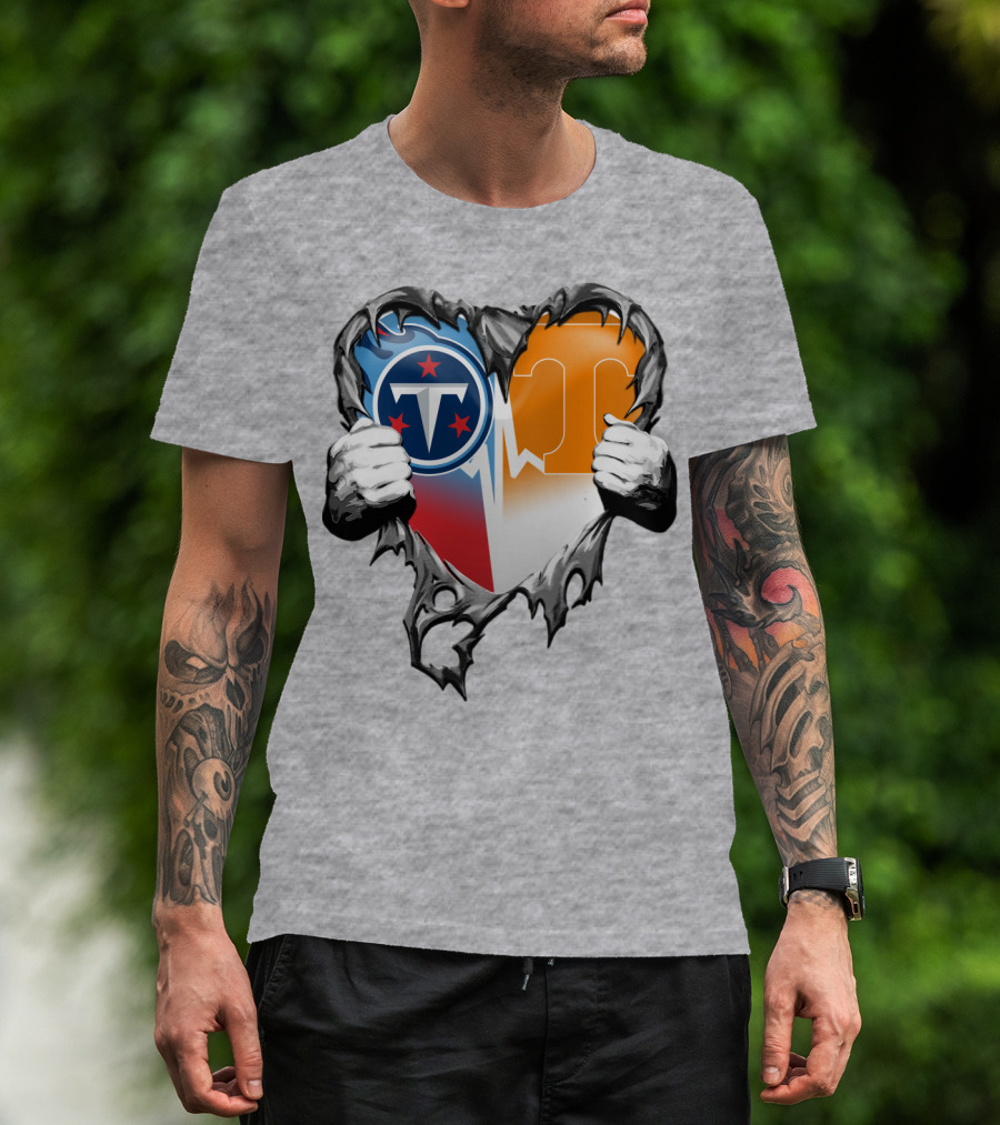 Tennessee Titans And Volunteers Heart T-Shirt
