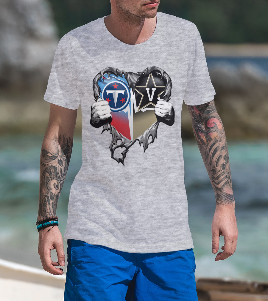 Tennessee Titans And Vanderbilt Commodores Heart T-Shirt