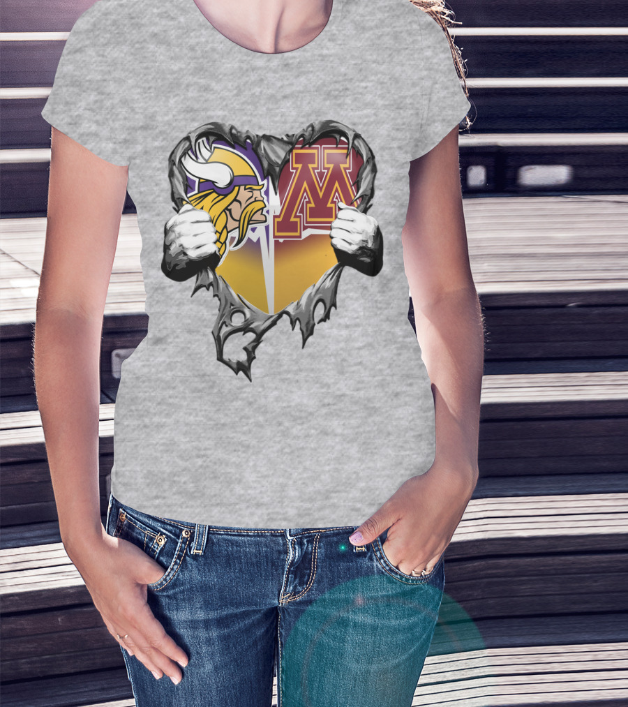 Vikings Minnesota Split Heart T-Shirt
