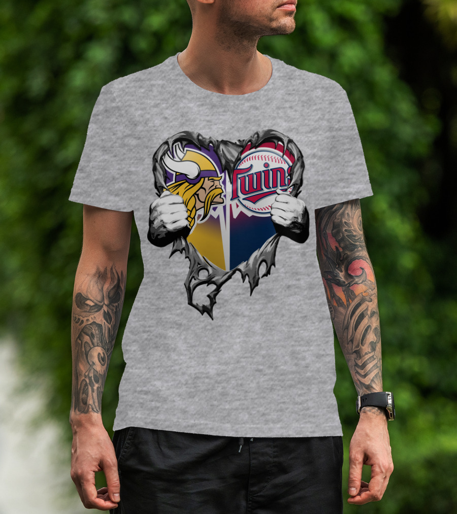 Vikings Twins Heart Logo Fusion T-Shirt