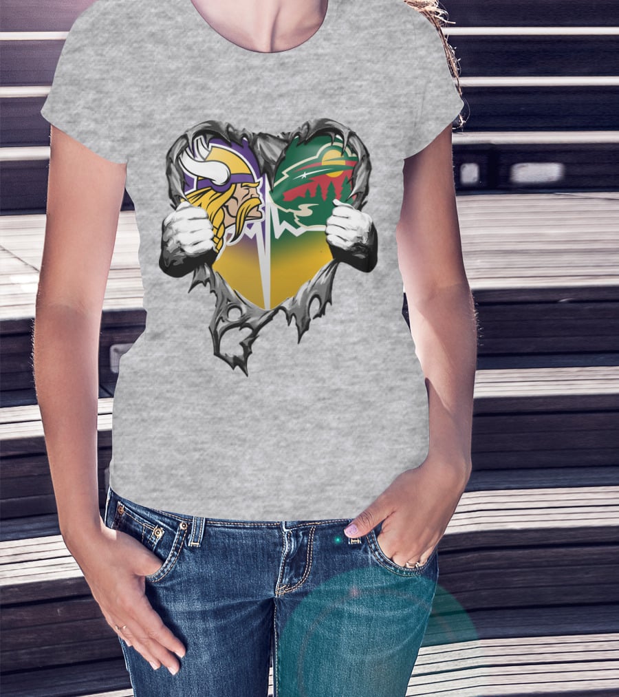 Minnesota Vikings Wild Heart Torn Concept T-Shirt