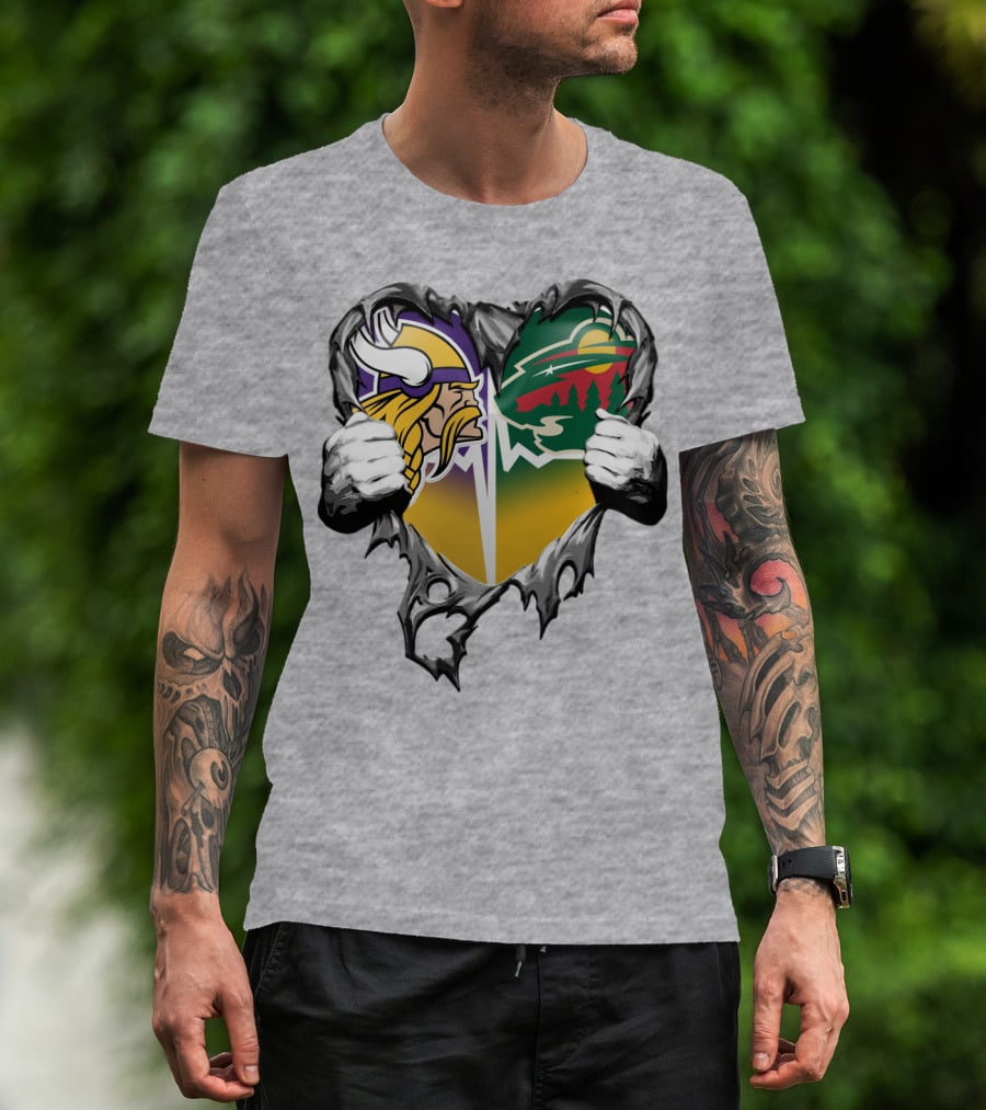 Minnesota Vikings Wild Heart Torn Concept T-Shirt