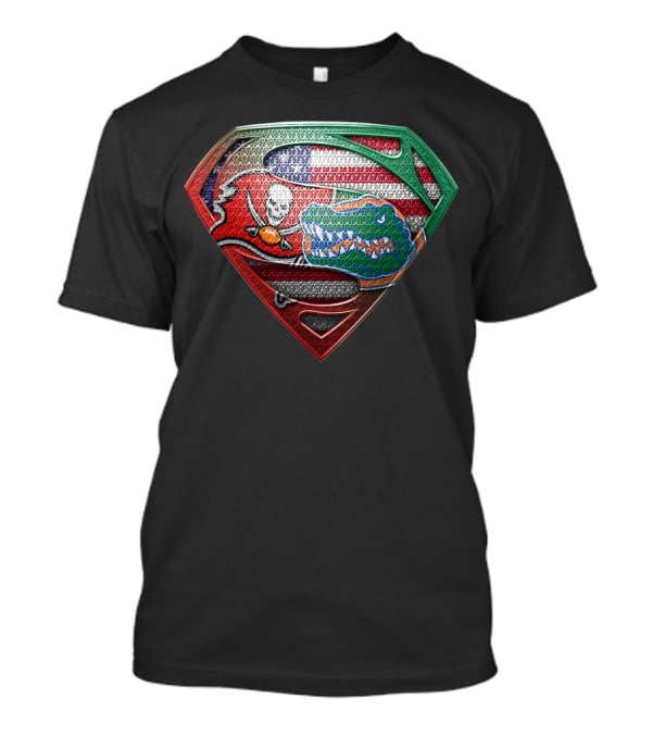 Buccaneers Gators Superman Shield American Mexican Flag Fusion T-Shirt