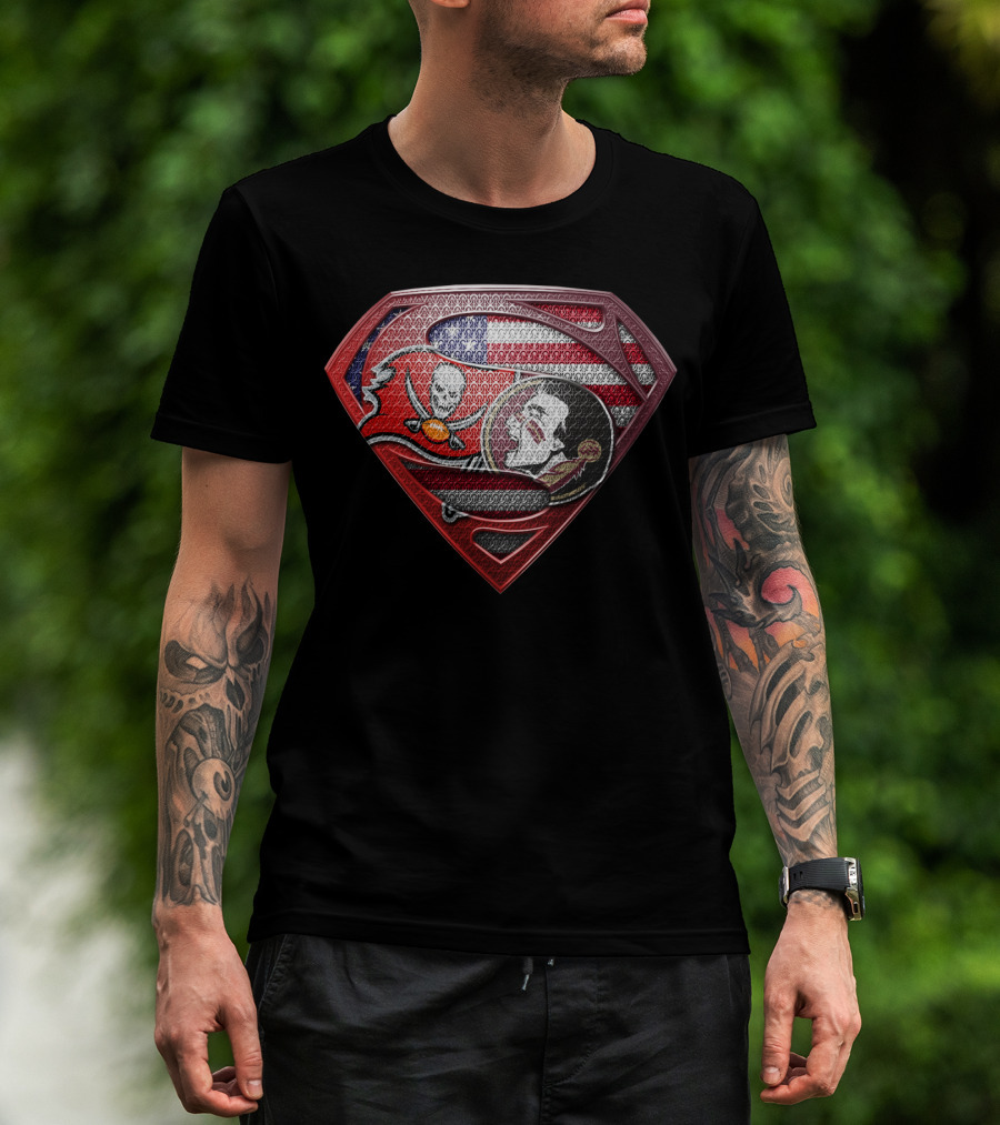 Superman Tampa Bay Buccaneers American Flag T-Shirt