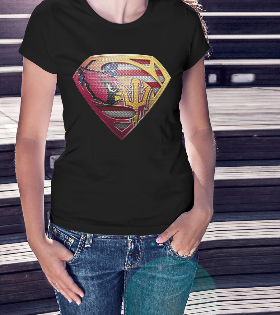 Arizona Cardinals Sun Devils Superman Usa Flag T-Shirt