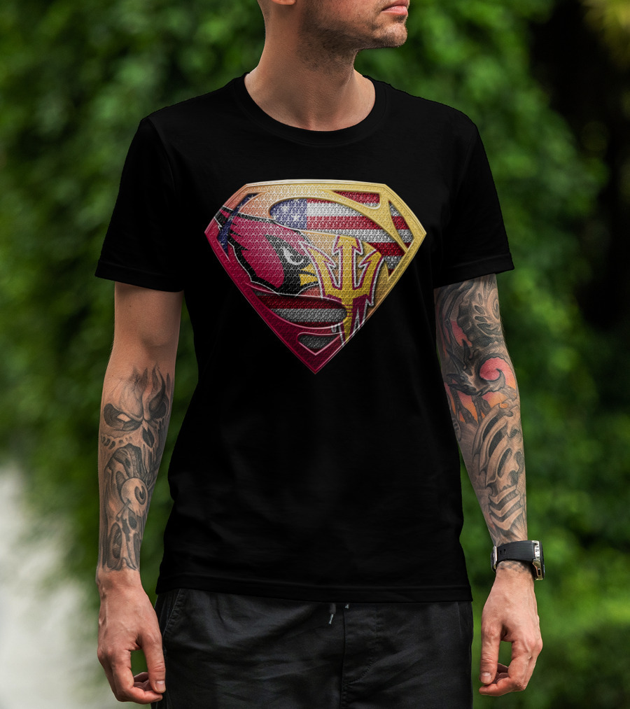 Arizona Cardinals Sun Devils Superman Usa Flag T-Shirt