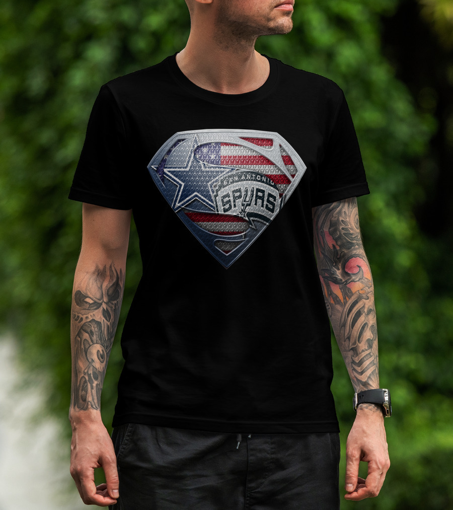 San Antonio Spurs American Flag Superman Shield T-Shirt
