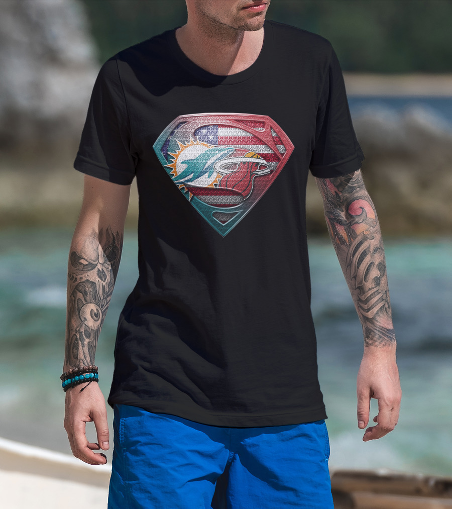 Superman Miami Dolphins American Flag T-Shirt