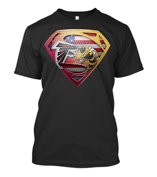 Superman American Flag Atlanta Falcons Georgia Tech Yellow Jackets Shield T-Shirt
