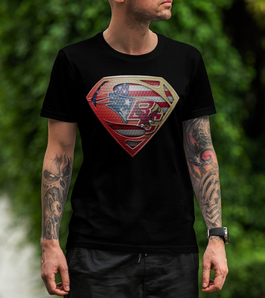 New England Patriots Superman S Shield Pride Usa Flag T-Shirt