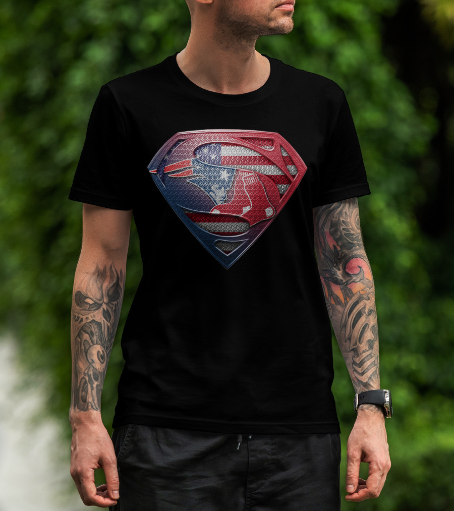 Superman Red Sox American Flag T-Shirt