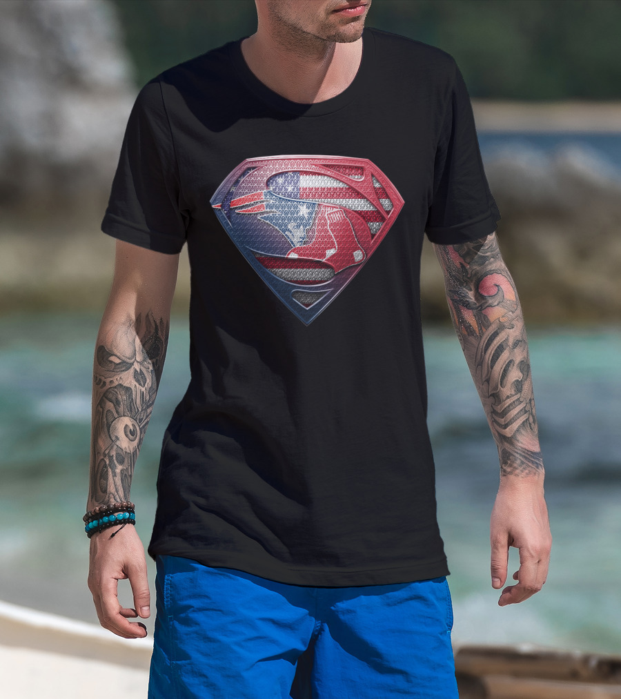 Superman Red Sox American Flag T-Shirt