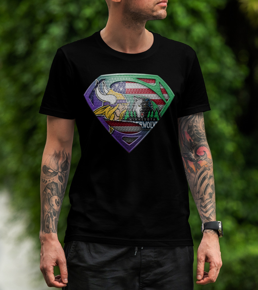 Minnesota Vikings Timberwolves Usa Superhero T-Shirt