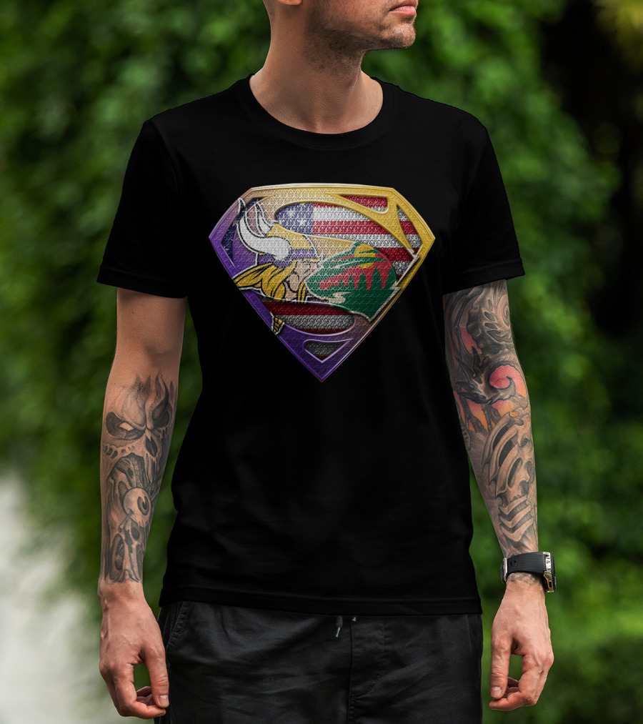 Vikings Wild Super Shield American Flag Fusion T-Shirt