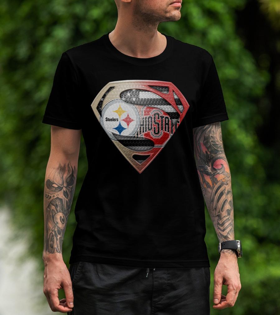 Steelers Ohio State Superman Logo Fusion T-Shirt
