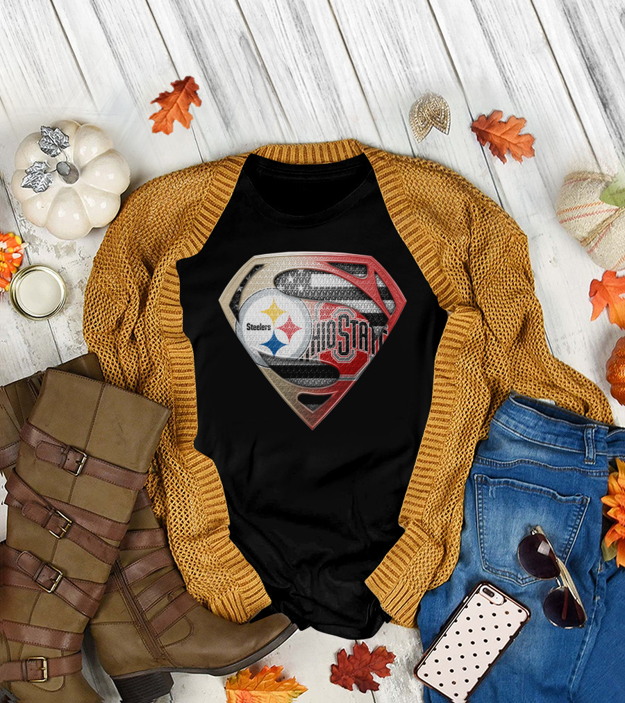 Steelers Ohio State Superman Logo Fusion T-Shirt