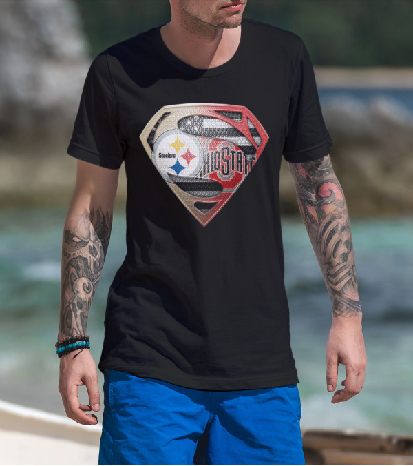 Steelers Ohio State Superman Logo Fusion T-Shirt