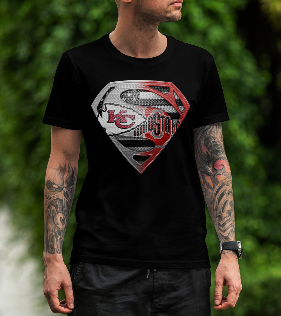 Kansas City Chiefs Ohio State Superman Logo Fusion T-Shirt