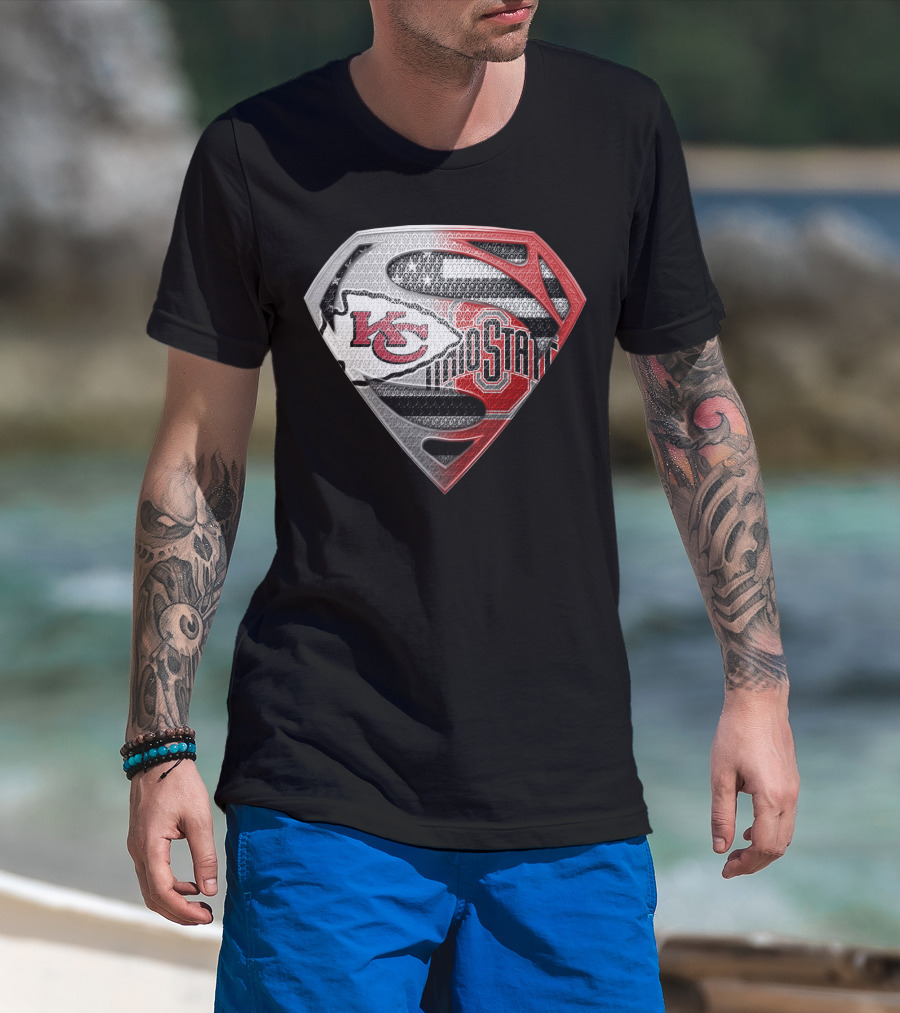 Kansas City Chiefs Ohio State Superman Logo Fusion T-Shirt