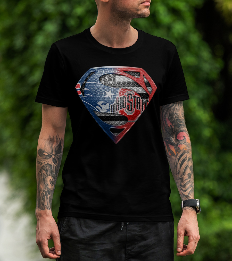 Ohio State Buckeyes Superman Logo With Stars And Stripes T-Shirt