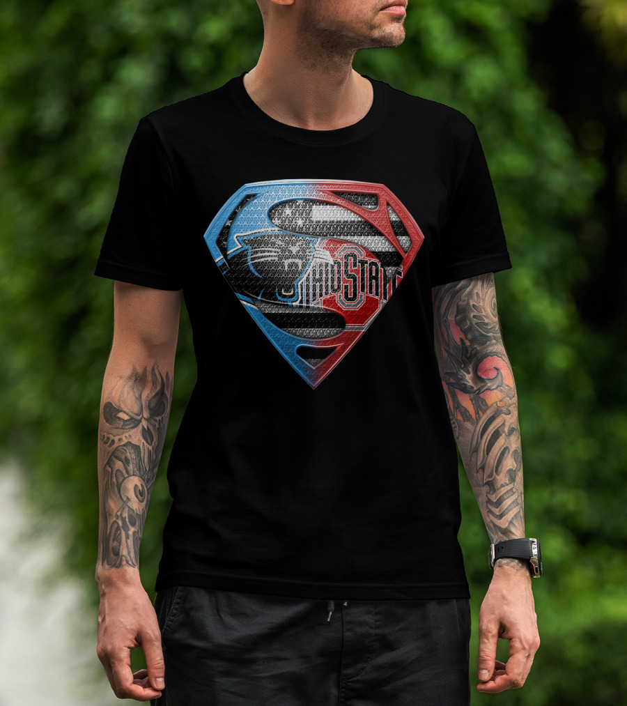 Carolina Panthers Ohio State Superman Shield T-Shirt