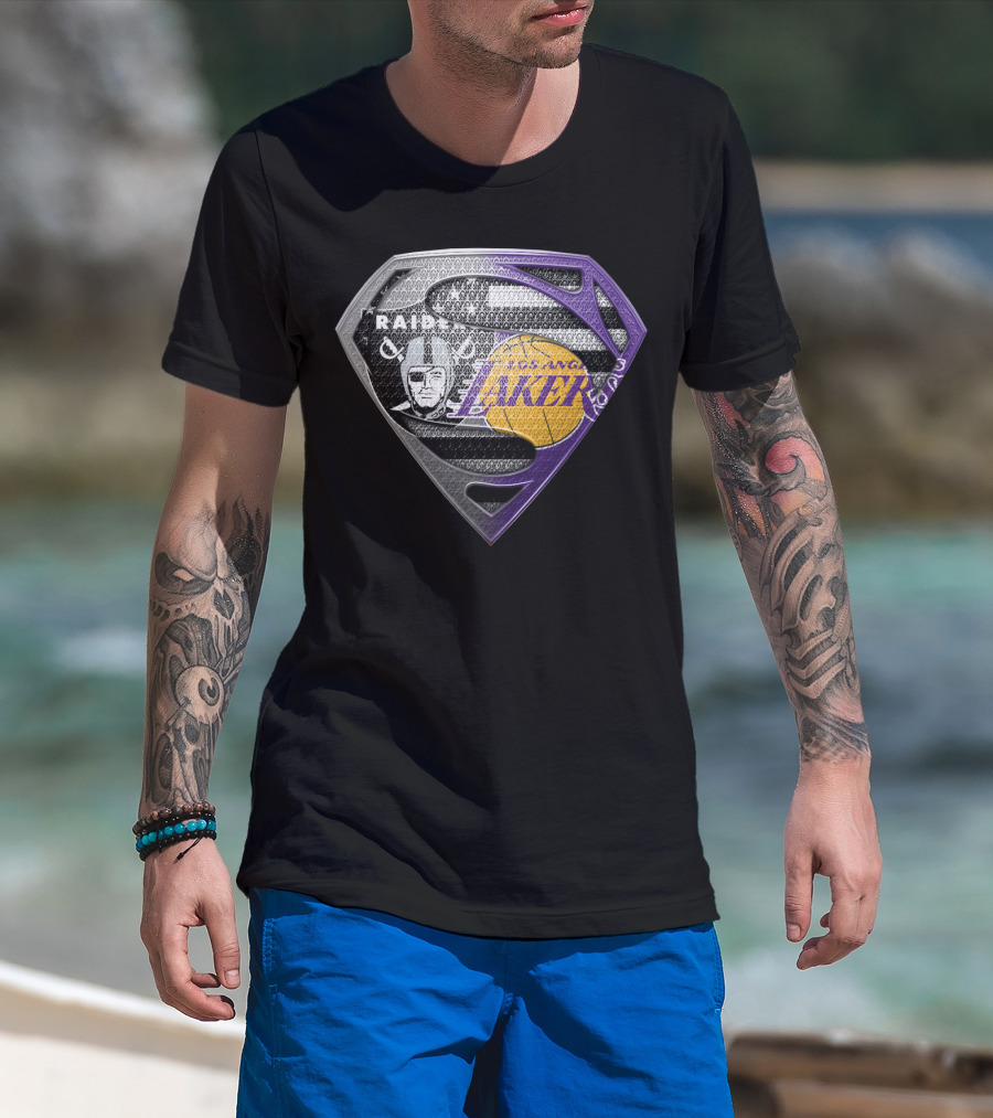 Los Angeles Lakers And Raiders Super Shield T-Shirt