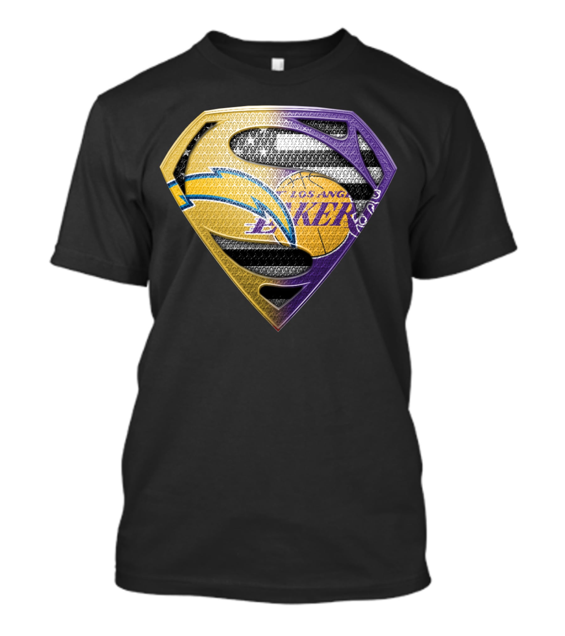 Los Angeles Lakers And Chargers Superman Logo Mashup T-Shirt