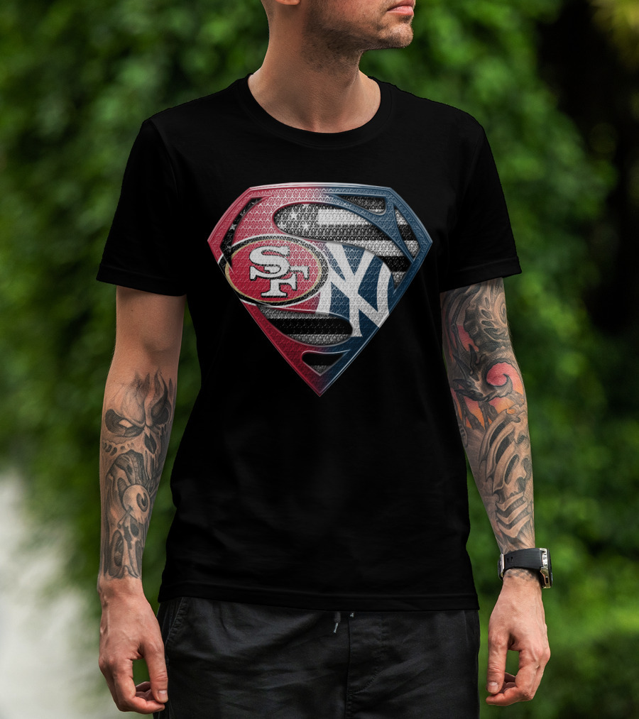 Sf San Francisco 49ers New York Yankees Superman Shield T-Shirt