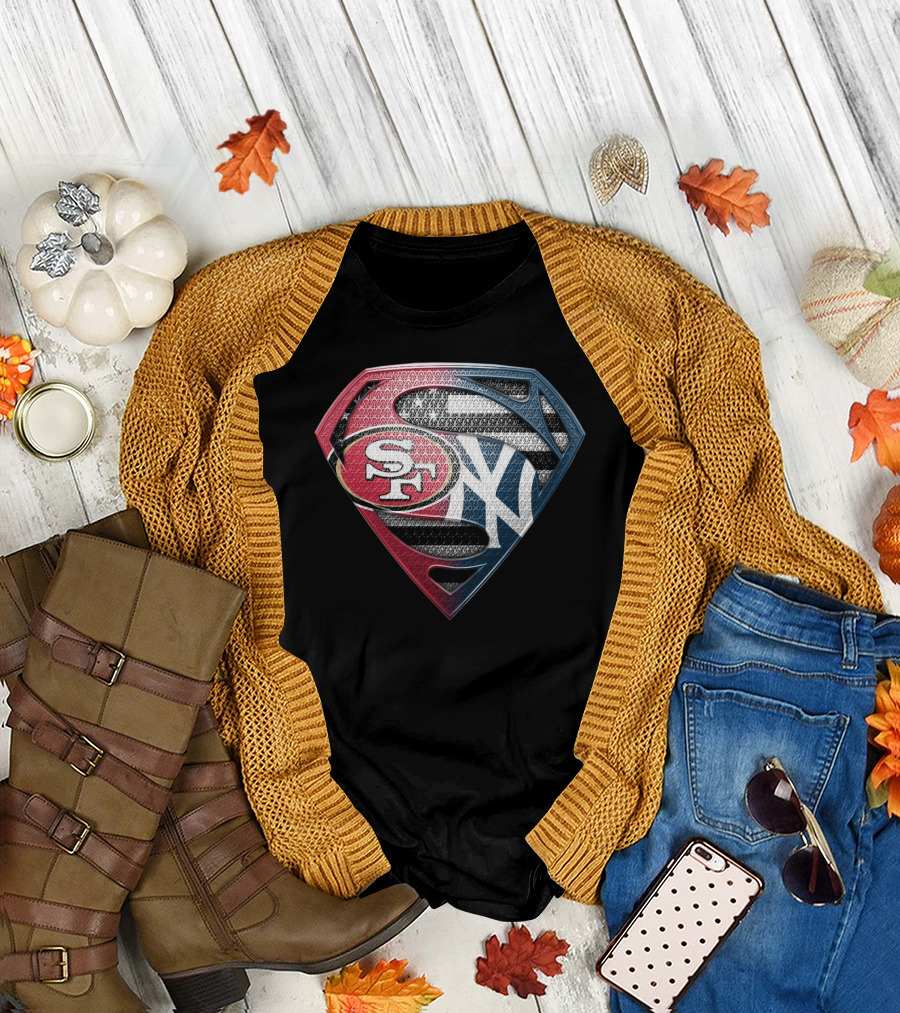 Sf San Francisco 49ers New York Yankees Superman Shield T-Shirt