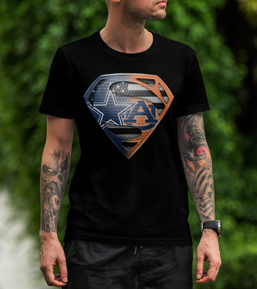 Dallas Cowboys Auburn Tigers Superman Emblem Fusion T-Shirt