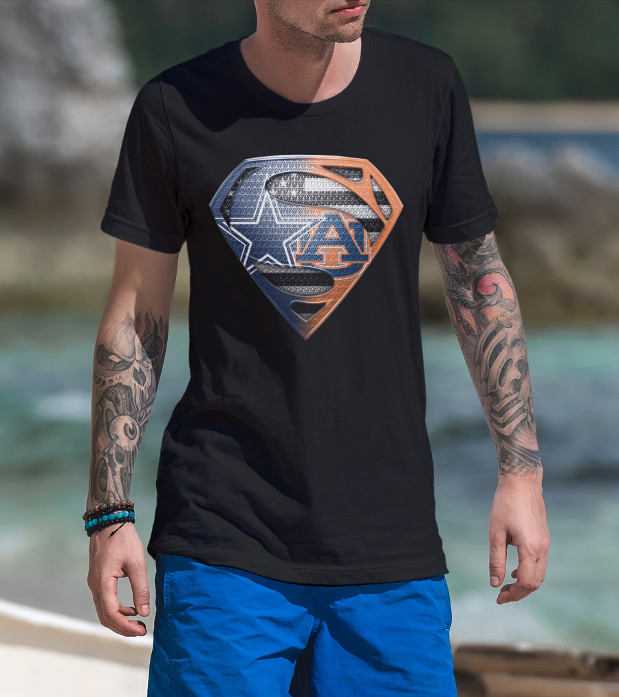 Dallas Cowboys Auburn Tigers Superman Emblem Fusion T-Shirt