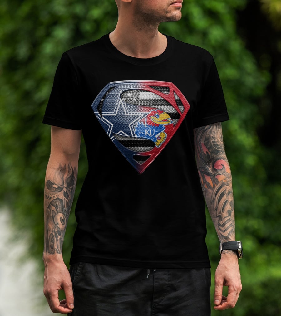 Superman Dallas Cowboys Kansas Jayhawks Ku Logo Mashup T-Shirt