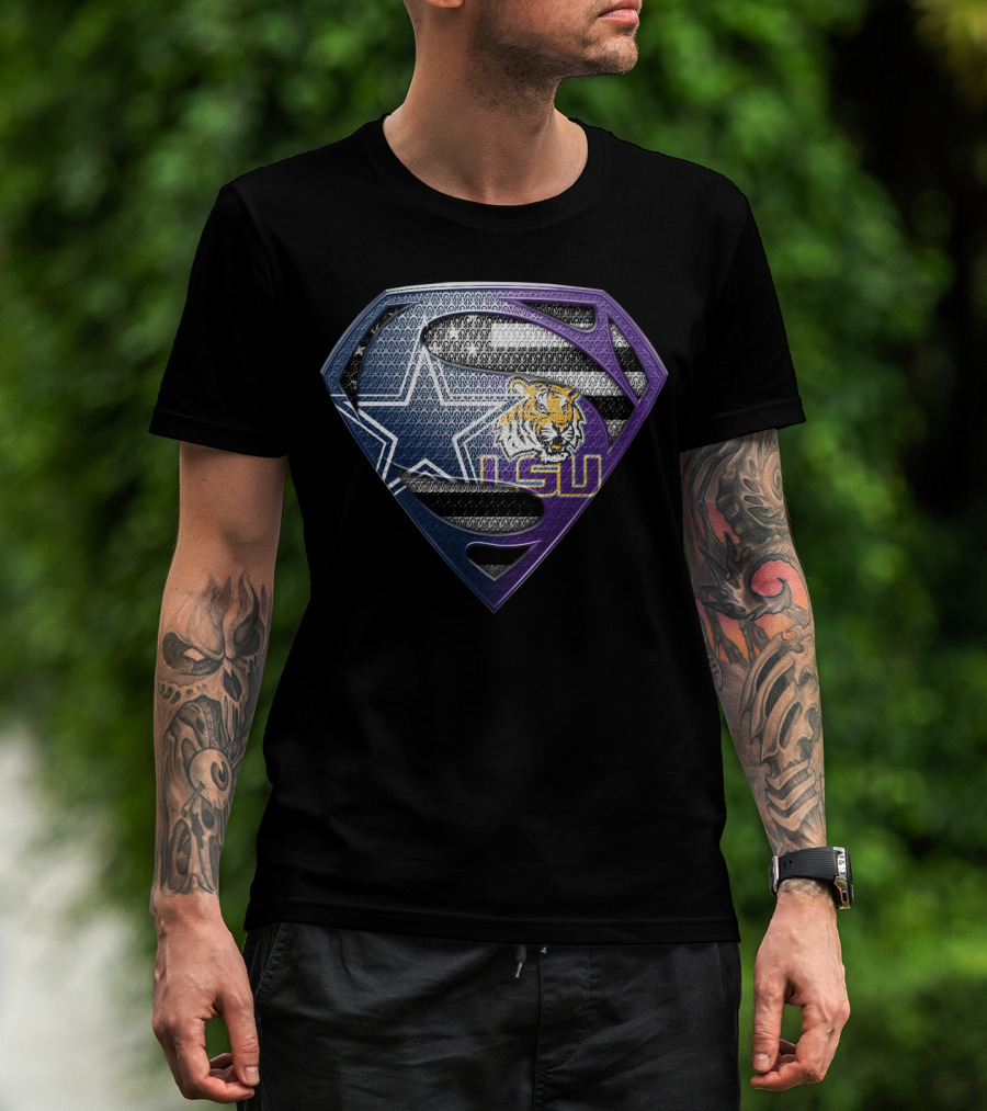 Lsu Tigers Superman Dallas Cowboys Logo Cross Blend T-Shirt