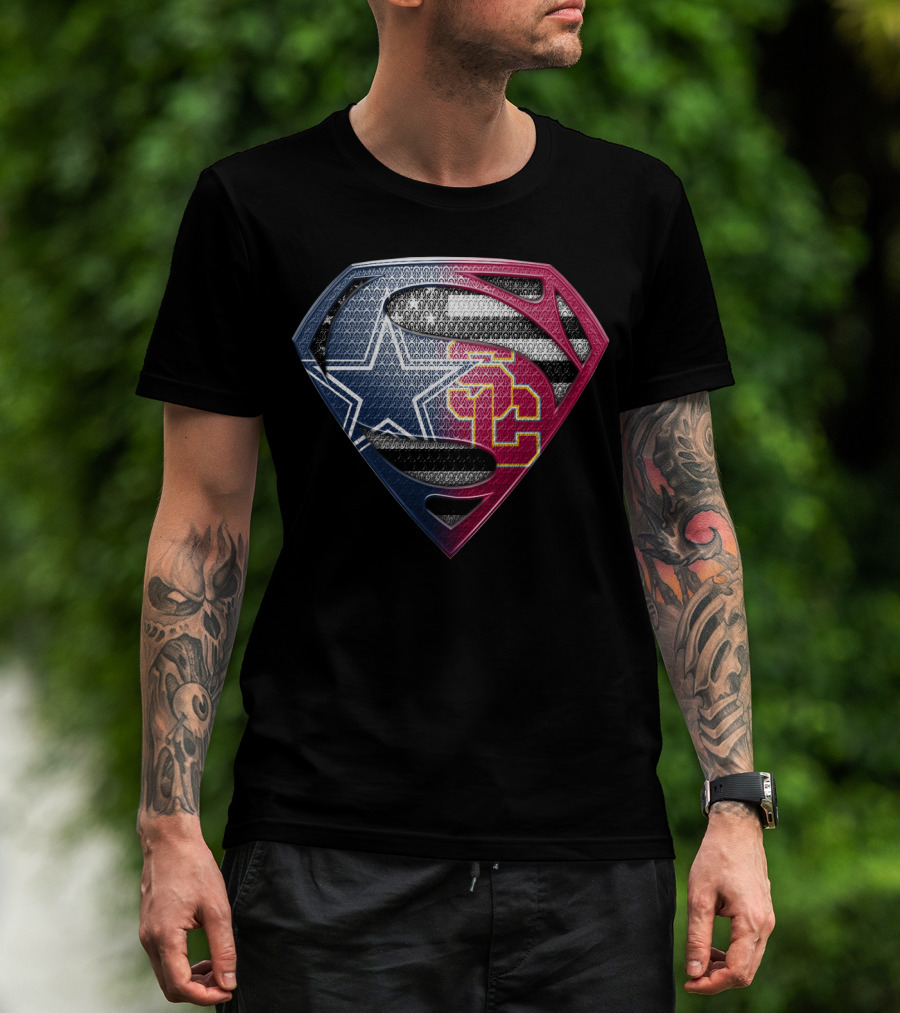 Dallas Star Los Angeles Trojans Superman Logo Fusion T-Shirt