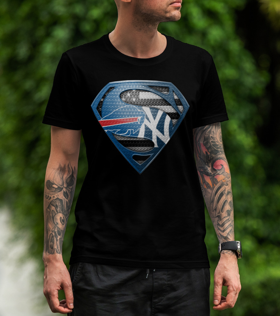 Buffalo Bills Superman New York Yankees T-Shirt