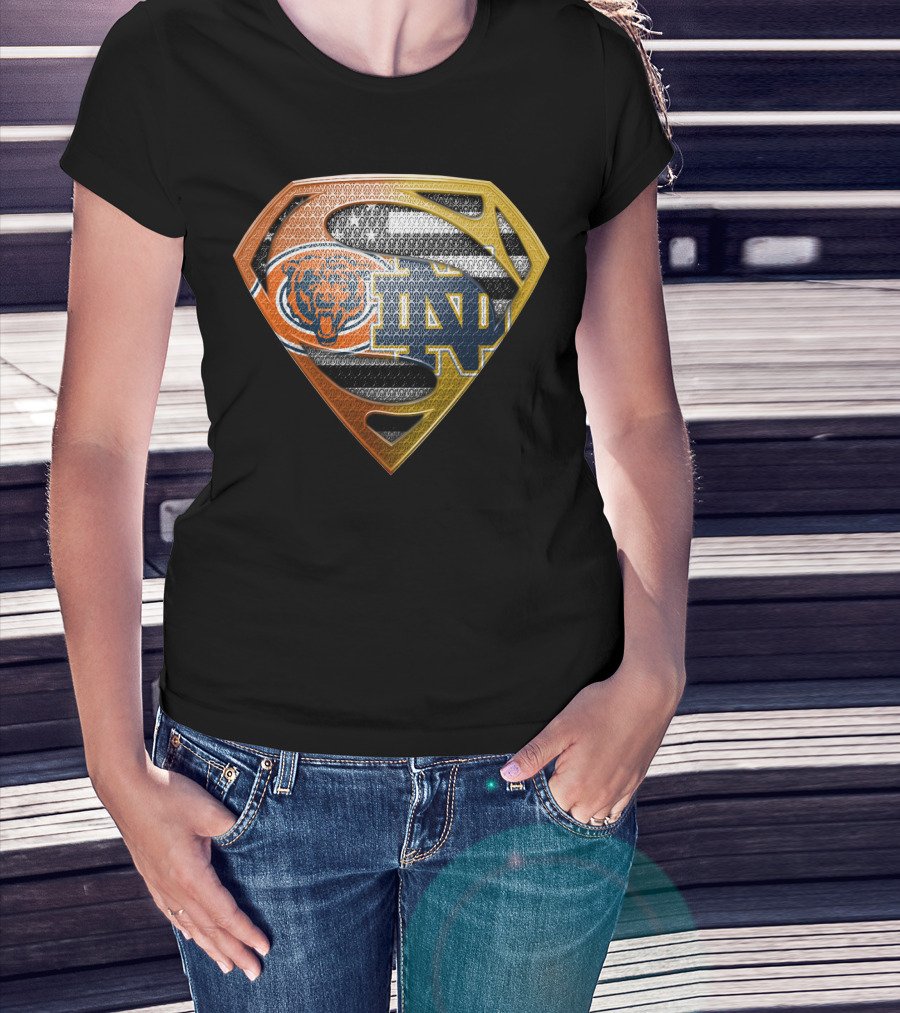 Chicago Bears Notre Dame Fighting Irish Superman T-Shirt