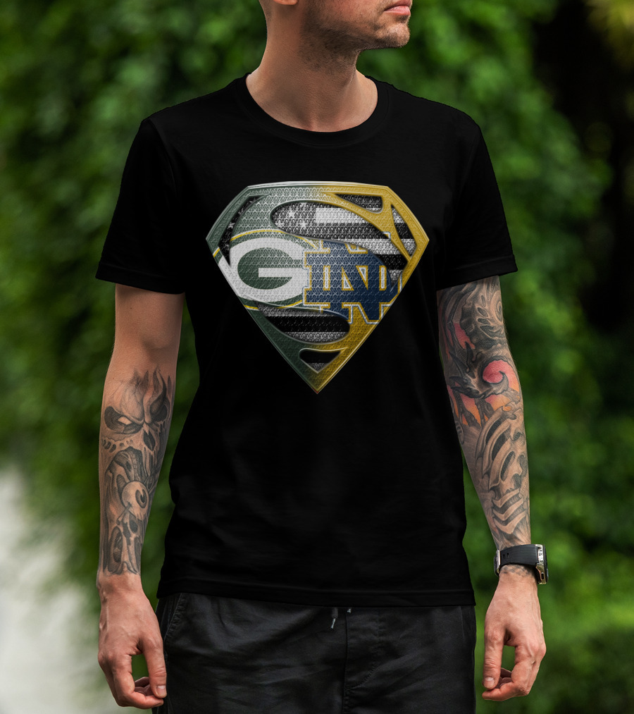 G Green Bay Packers Notre Dame Super Logo Fusion T-Shirt